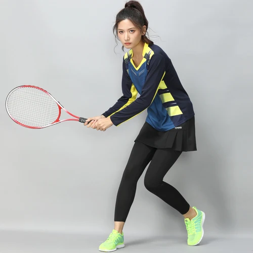 Весенняя и Осенняя новая одежда для бадминтона с длинным рукавом, набор для мужчин и женщин, Быстросохнущий тонкий большой размер, спортивная одежда для тенниса - Color: Ivory