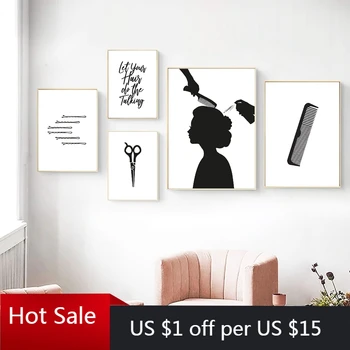 Billig Haar Salon Decor Haar Zitate Make-Up Leinwand Malerei Hairstylist Geschenk Drucke Wand Kunst Dekor Bilder Poster Ästhetischen Room Decor