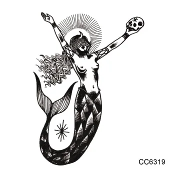 CC6319 Rocooart Small Balck 6x6cm Taty Old School Design on Body Neck Art Temporary Fake Tattoo Sticker Female Tatuajes Tatuagem - Color: CC6319