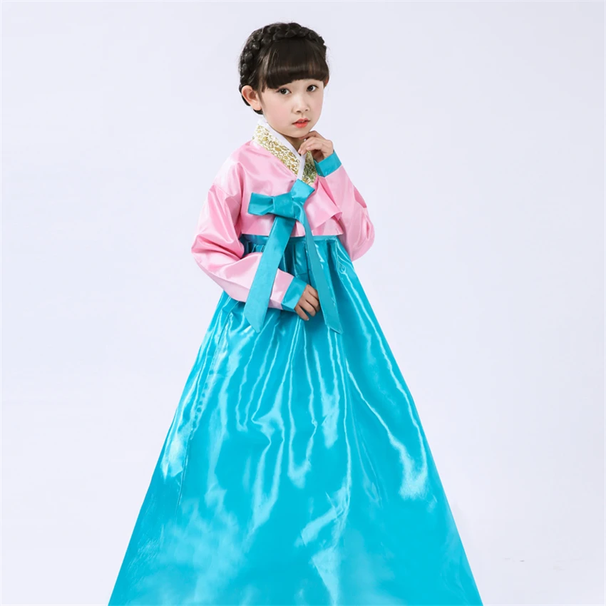 Подарок на день рождения, год, многоцветные маскарадные костюмы для детей, платье для девочек, корейский ханбок, вечерние, национальные, детские, для танцев, юката