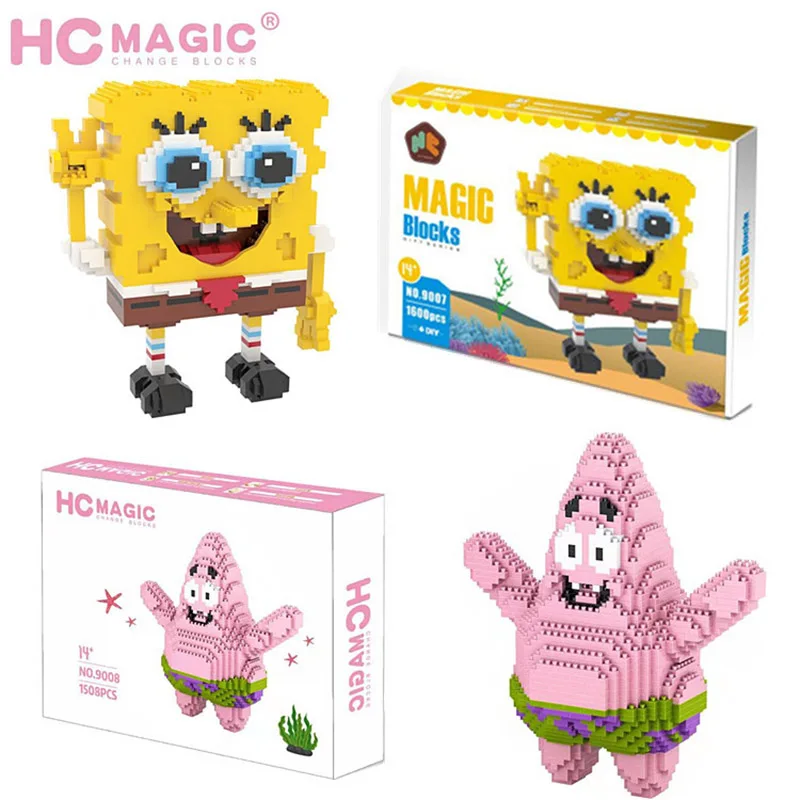 Photo Product 1600pcs+ Cartoon Building Blocks Patrick Star Figure Model Micro Bricks Toys For Children Diamond Blocks