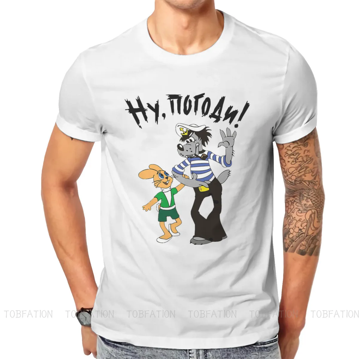 Nu Pogodi Элегантная футболка с изображением кролика из мультфильма «только вы ожидаете», «волк», модная мужская одежда, новый дизайн