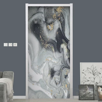 

Modern Ink Landscape Marble Door Sticker 3D Abstract Mural Wallpaper Living Room Bedroom Art Door Poster PVC Waterproof Stickers