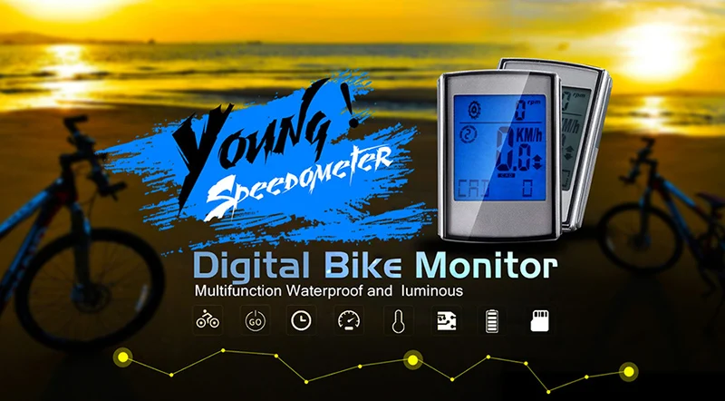 1 Wireless Bicycle Computer Bike Odometer Speedometer LCD Display 3 in 1 Cycling Computer Speed Cadence Heart Rate Monitor Sensor