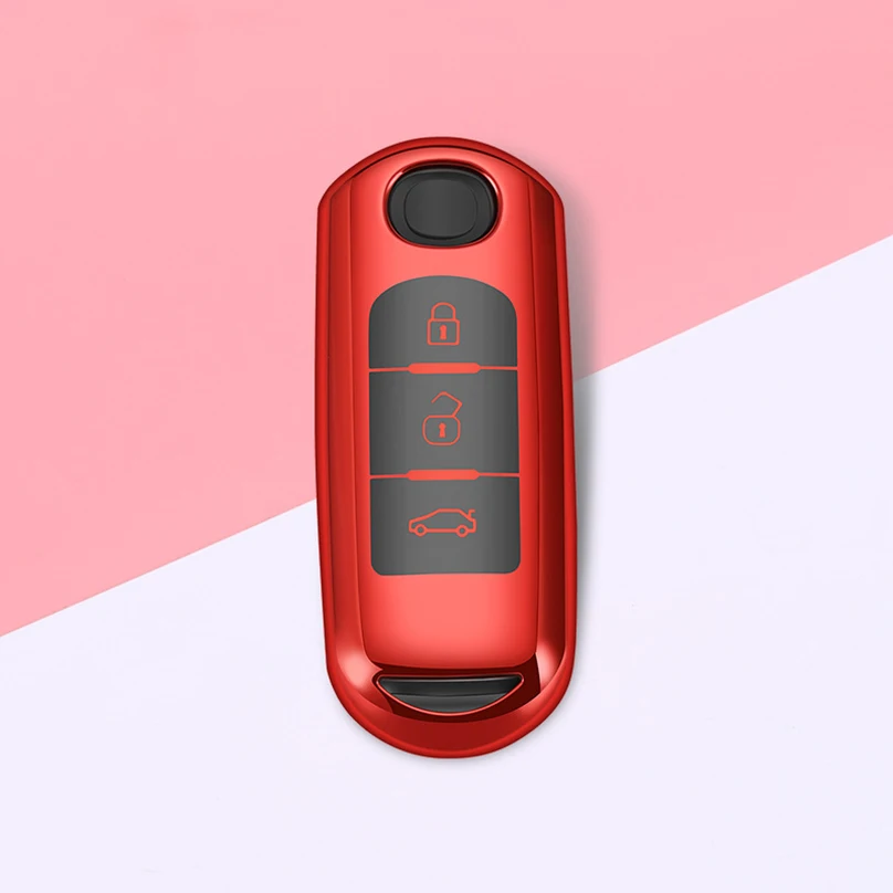 red Роскошный Алмазный автомобильный чехол для ключей, Кристальный брелок, ТПУ чехол-держатель для Mazda 6 Mazda 3 Axela Atenza CX-7 CX-9 CX-5 CX5 15-18 - Название цвета: red