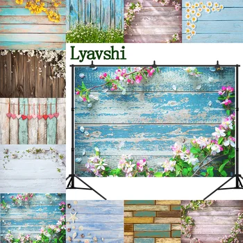 

Lyavshi Flowers Wooden Board Backdrops Planks Newborn Portrait Birthday Party Decor Backgrounds Photography for Photo Studio