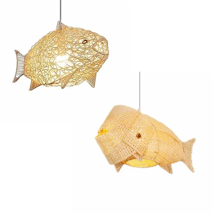 Handmade whale lampshade wood animal pendant light wood hanging light E27  lamp for living room home docer restaurant decoration - AliExpress