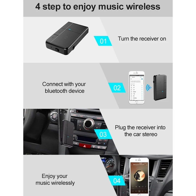 Bluetooth приемник 5,0 беспроводной передатчик 3,5 мм разъем громкой связи с 10H время воспроизведения для наушников динамик аудио AUX автомобиля