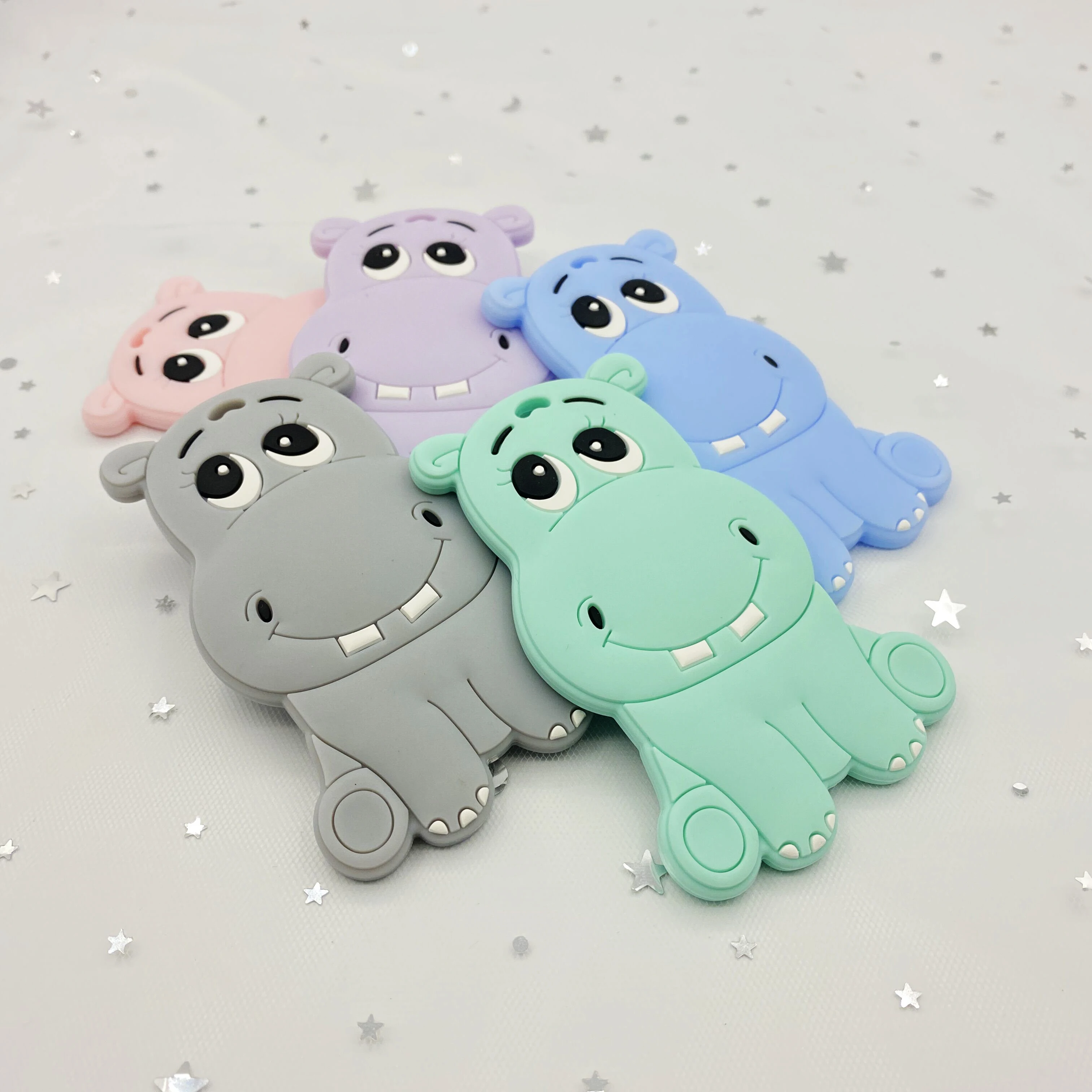 1pcs Food grade Silicone Baby Teether infant Teething Toy Animal bear rabbit cat dinosaur Beads DIY hippo lion gift chewable