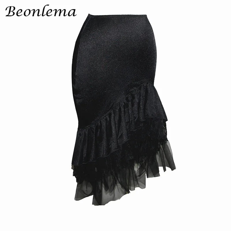 

Beonlema Women Black Goth Skirt 2019 Ruffle Strap Skirts Long Maxi Fashion Streetwear Skirt Female Gothic Clothing