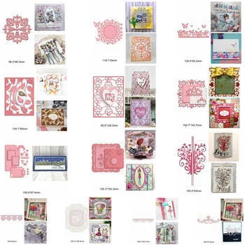 

Mix Lace Flower Heart Hollowed Square Round Butterfly Frame Metal Cutting Dies Make Cards Flower Scrapbook Craft Embossing Paper