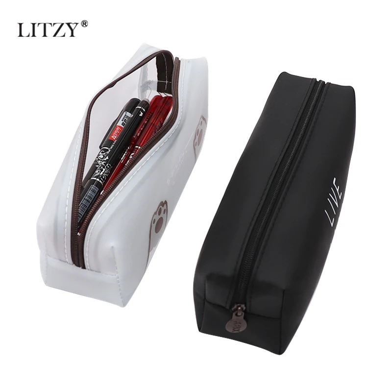 Силиконовый черный чехол для карандашей школьный мальчиков и девочек