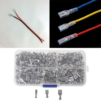 

500pcs/box Crimp Terminals Set Wire Connection Plug Spring Male Female Spade Terminator Connectors 2.8mm 4.8mm 6.3mm