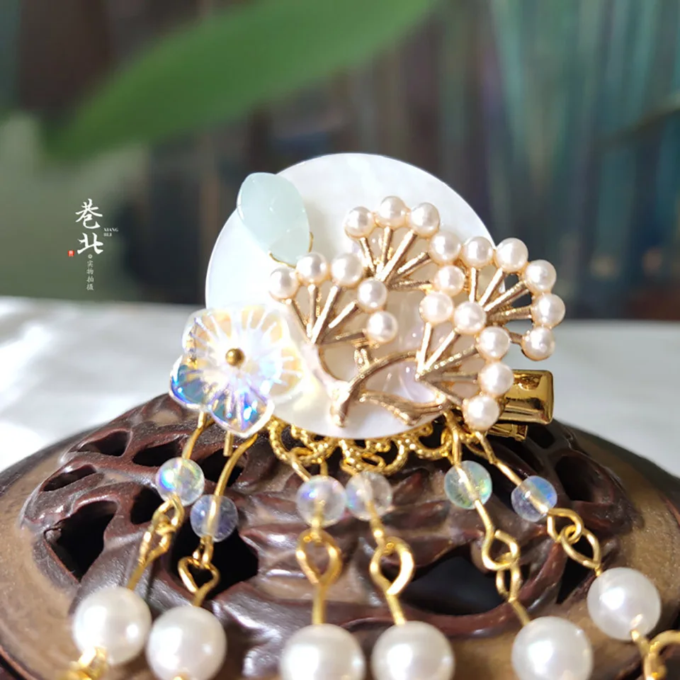 Ancient style Hanfu accessories hairpin girl small fresh shell cat eyes pair clip Han element wedding bridal hair accessories