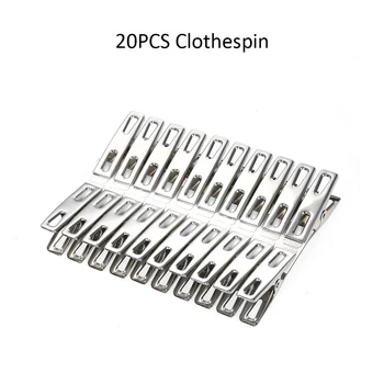 

20 Pcs Clothespins Stainless Steel Clothes Clips Metal Sealing Clip Socks Clothing Pegs Household Clothespin Clips