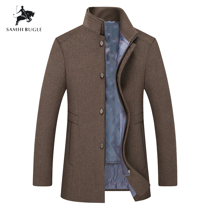 Plus size M 6XL Winter Warm Wool Coat Men Thick Overcoats Topcoat Business Casual Mens Single 2