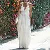 Evening Hollow Out Beach Halter Maxi Pleated Dress Women Boho Sleeveless Backless White Lace Dress Summer sundress Party Dresses ► Photo 1/6