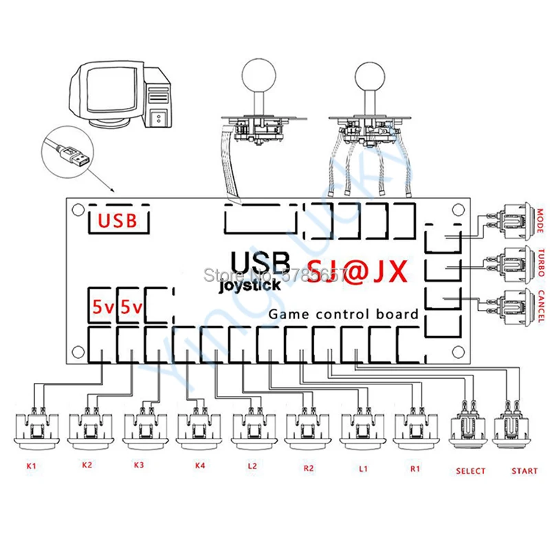 Набор для аркадных игр сделай сам 2 игрока Нулевая задержка 5 В USB энкодер ПК