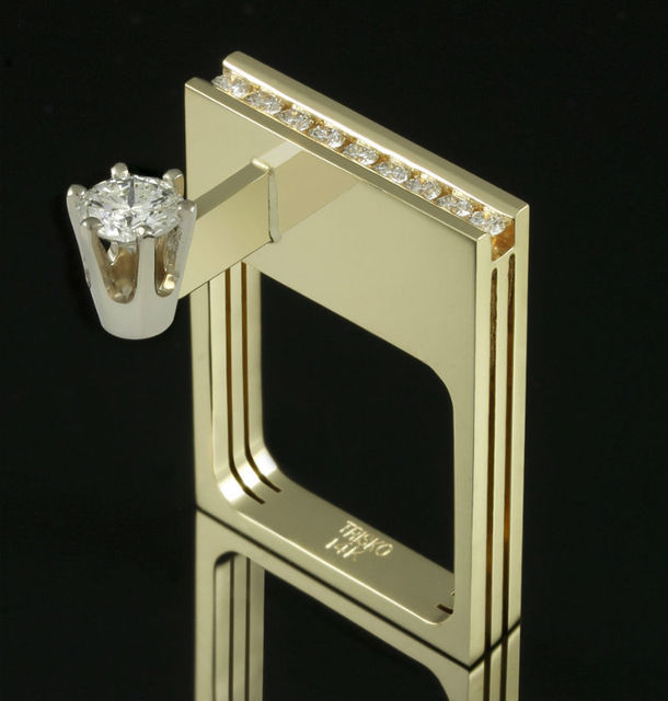 Princess Female Blue Pink Zircon Stone Ring Luxury Yellow Gold Wedding Rings Promise Love Engagement Rings For Women