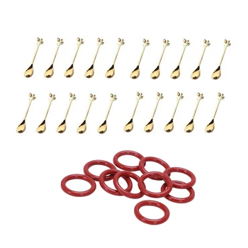 

20Pcs Stainless Steel Spoon Creative Branch Leaves Spoon with 20Pcs Stainless Steel Flatware Fruit Fork