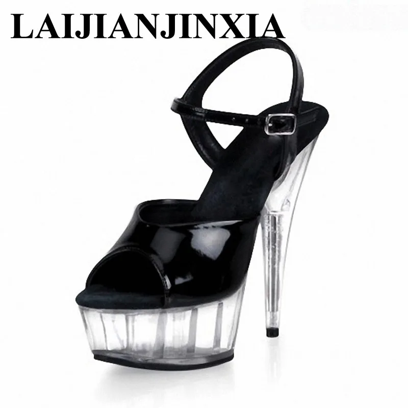 LAIJIANJINXIA/пикантные босоножки на прозрачной платформе и высоком каблуке 15 см для ночного клуба обувь для танцев для вечеринки женские туфли с открытым носком для танцев на шесте