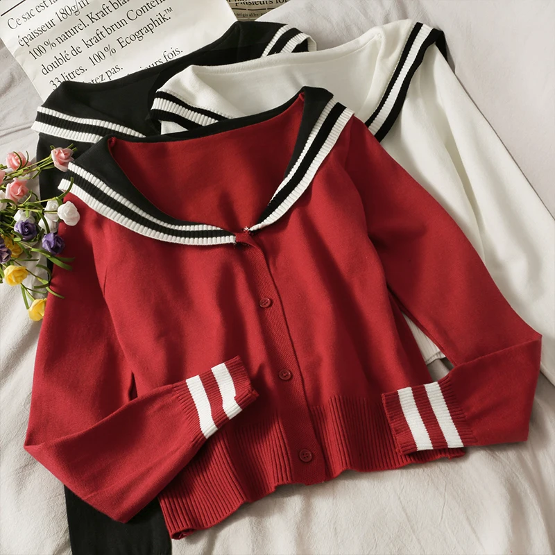 sailor collar cardigan