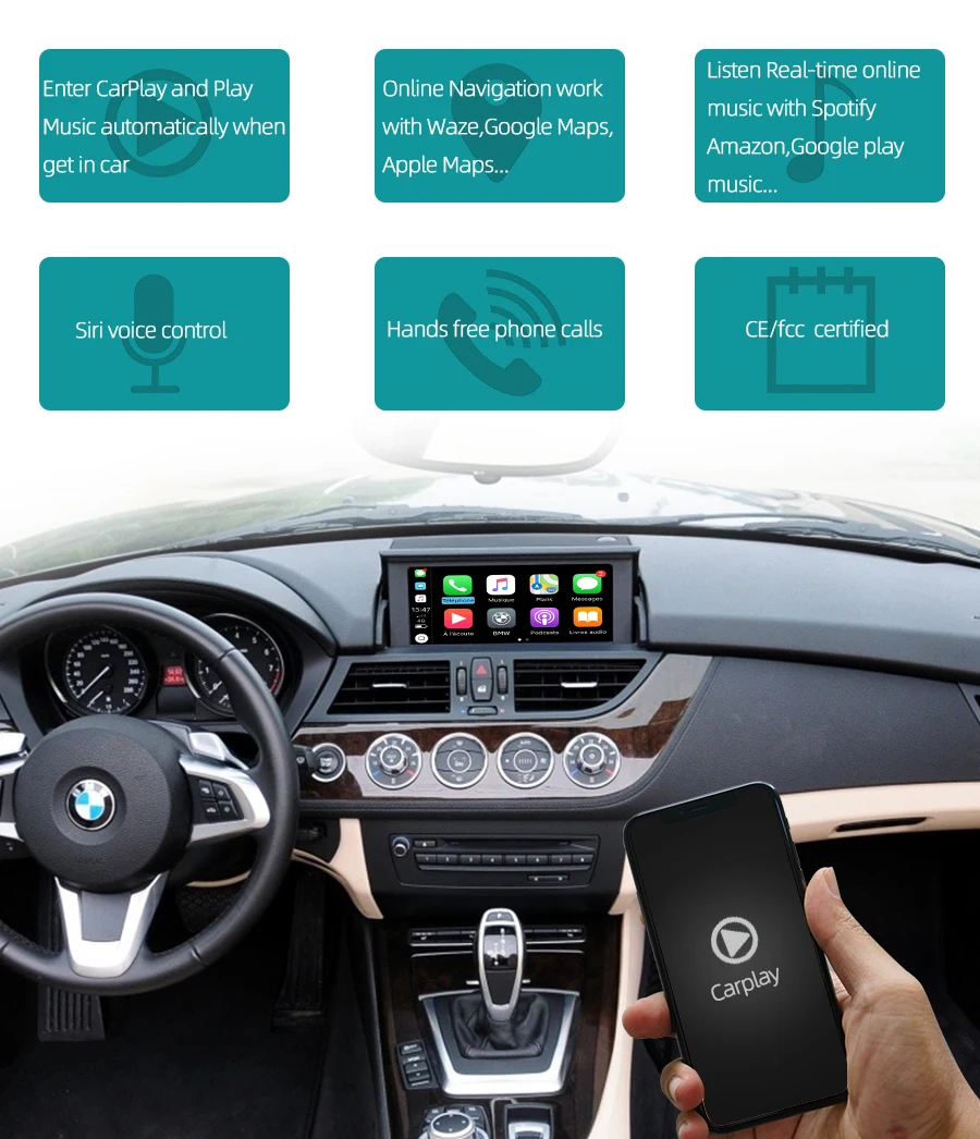 Wi-Fi беспроводной Apple Carplay Car Play Android Авто зеркальное зеркало Модифицированная NBT CIC Z4 2013- для BMW Поддержка камеры заднего вида