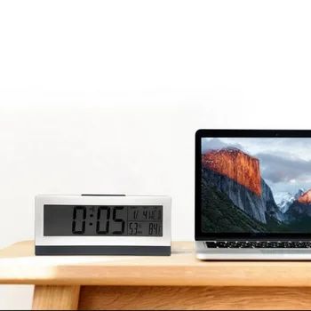 

LCD Digital Alarm Clock Time Temperature Date Humidity Display Electronic Clock For Office Kids Multifunction Desk Clock