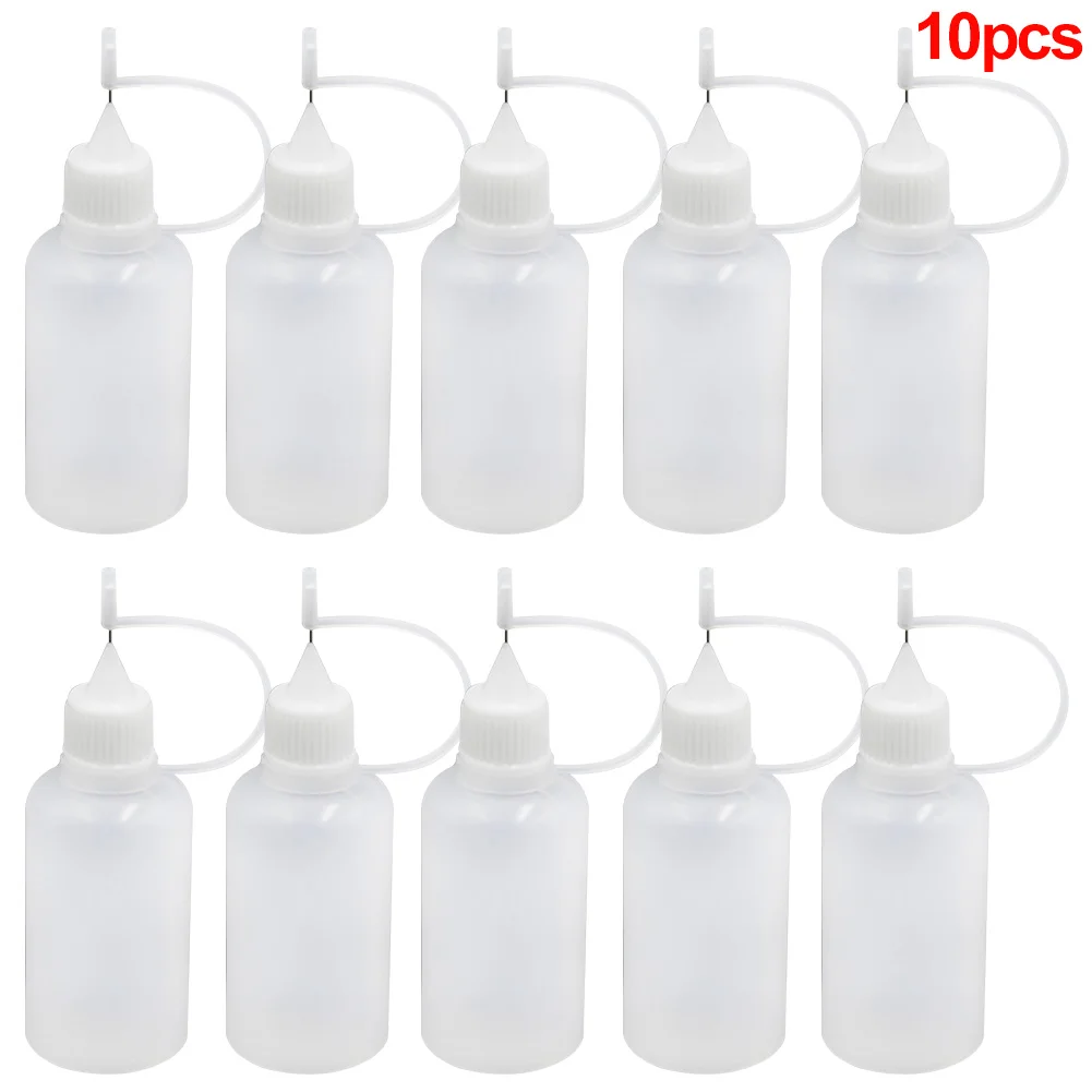 

10pcs Dropper Container 30ml Solid Transparent Plastic Liquid Empty Art Squeezable Needle Tip Refillable Bottle Dispenser