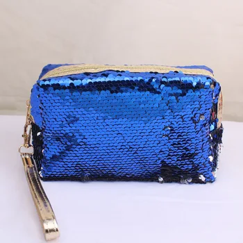 

Popular Fashion Zipper Wash Bag Storage Make-up Bag Handbag Flippable Mermaid Sequin Cosmetic Student Pencil Bag New 2020 ins