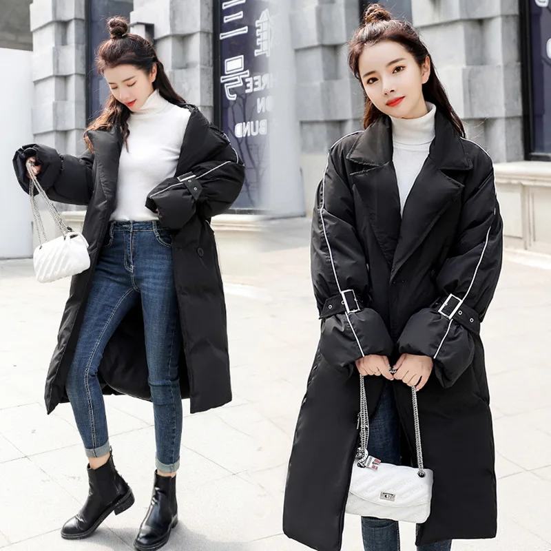 

Winter Cotton-padded Clothes Women's Long Korean-style 2018 New Style Loose-Fit Slimming over-the-Knee down Jacket Cotton-padded