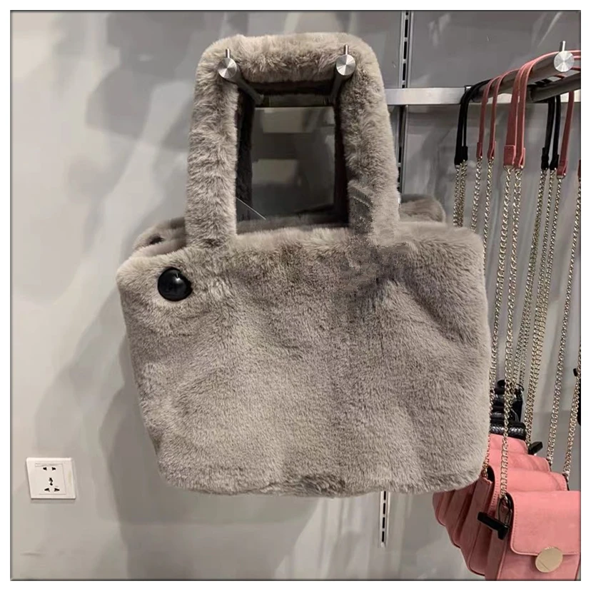 New Design Plush Women's Handbag European Fashion Girls Fur Bag Ladies One Shoulder Messenger Bag Tote Bag for Women 2020 Sac
