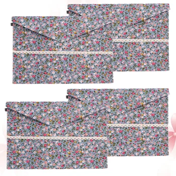 

4pcs A4 Size Felt File Document Folder Plush Floral Document Storage Organizer for Office Business Home (Blue)
