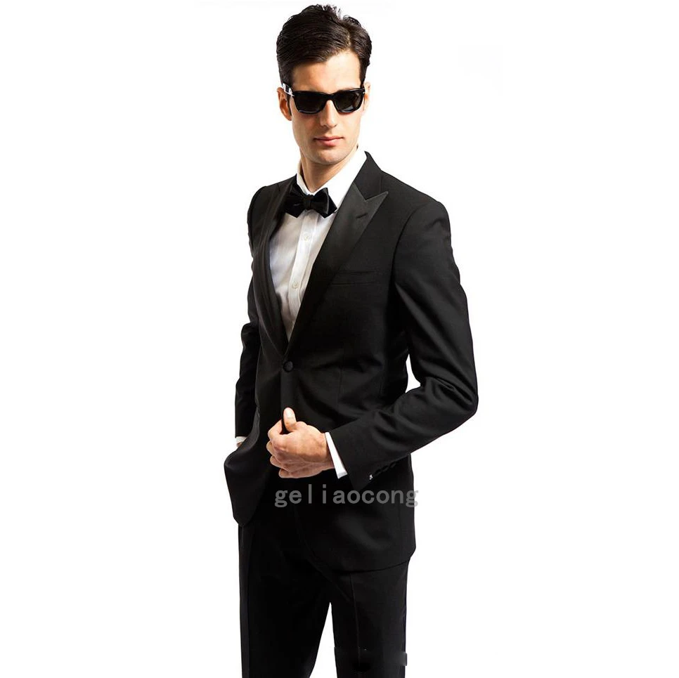 

2 Pieces Groomsmen Party Prom Suits Tuxedo for Man Custom Classic Black Slim Fit Wedding Suit for Men Business Suits Tuxedos