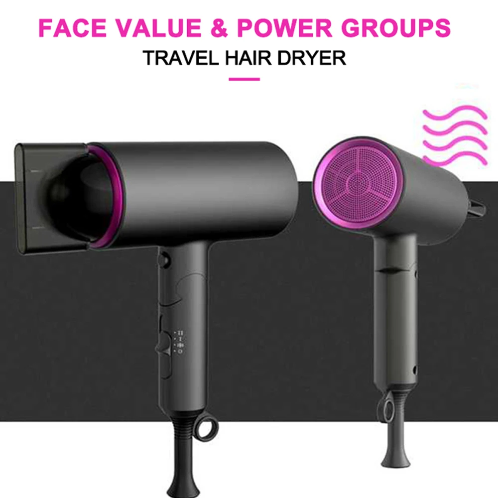 Secador de Cabelo Quente e Frio Anion Rápido-seco Dobrável Poderoso Viagem Doméstico Vento 1400 w Elétrico 6 Anion secador de cabelo rápido-seco dobrável poderoso