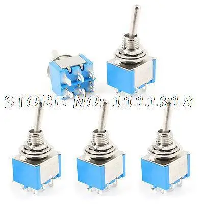 5 шт. DPDT ВКЛ/вкл. 2 способа панельный переключатель AC250V/3A AC120V/6A