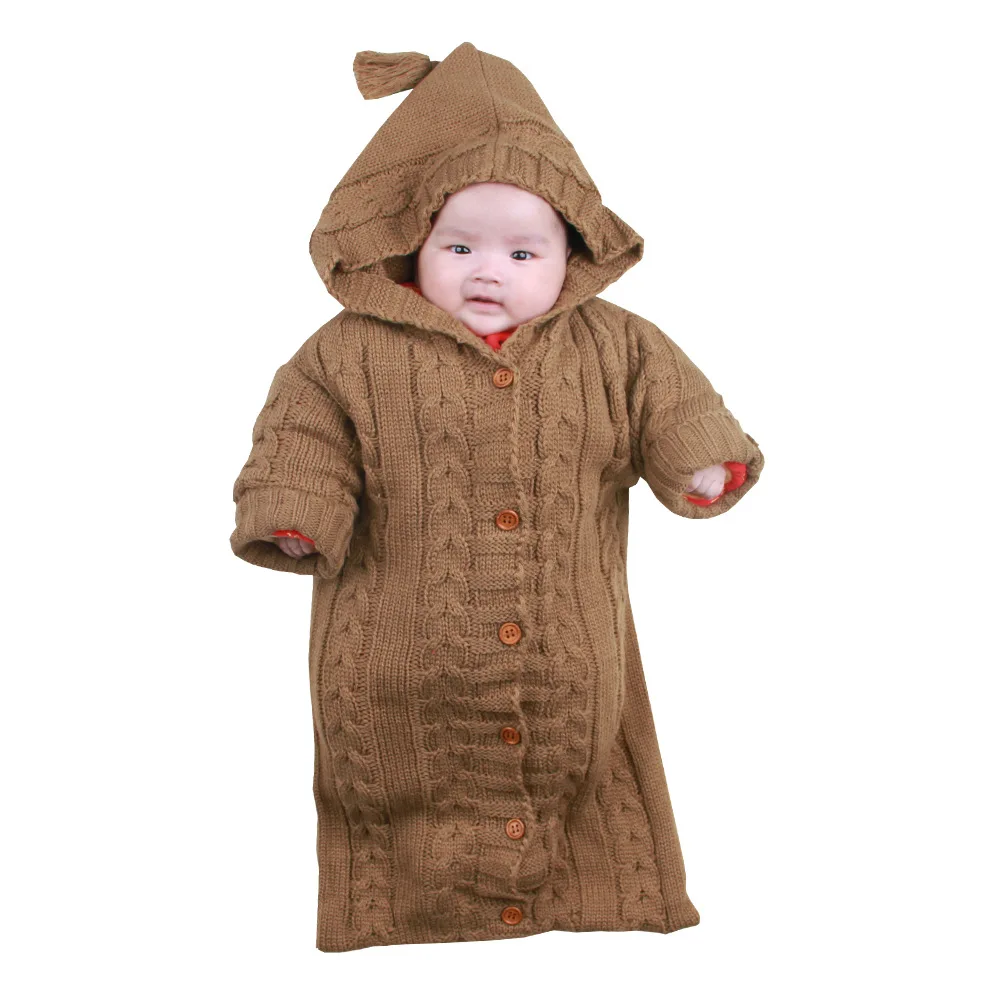 

Baby Sleeping Bag Envelope Winter Kids Sleepsack Footmuff For Stroller Knitted Sleep Sack Newborn Swaddle Knit Wool