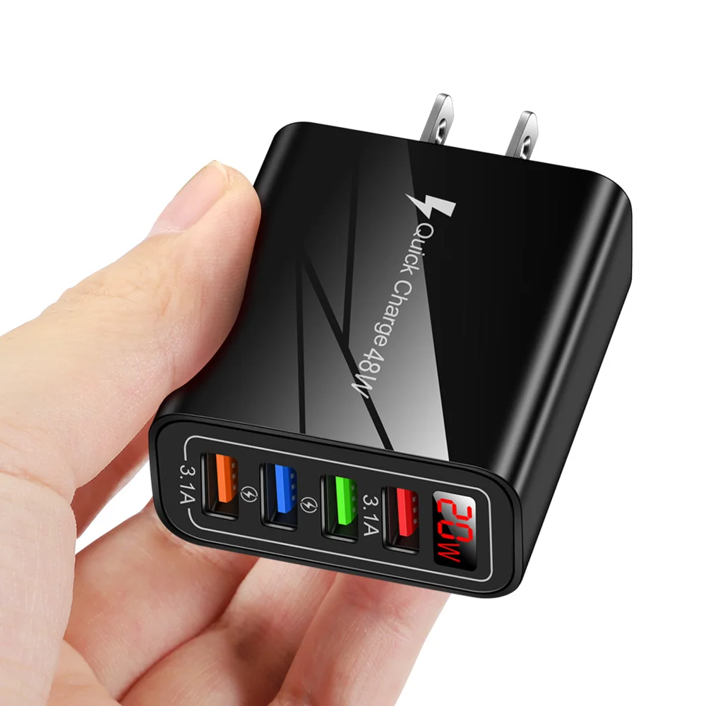 20W usb fast charger 4 Ports For iphone 11 Xiaomi Huawei Portable with LED Display Wall Mobile Phones Quick Charge 3.0 Chargers charger 100w Chargers