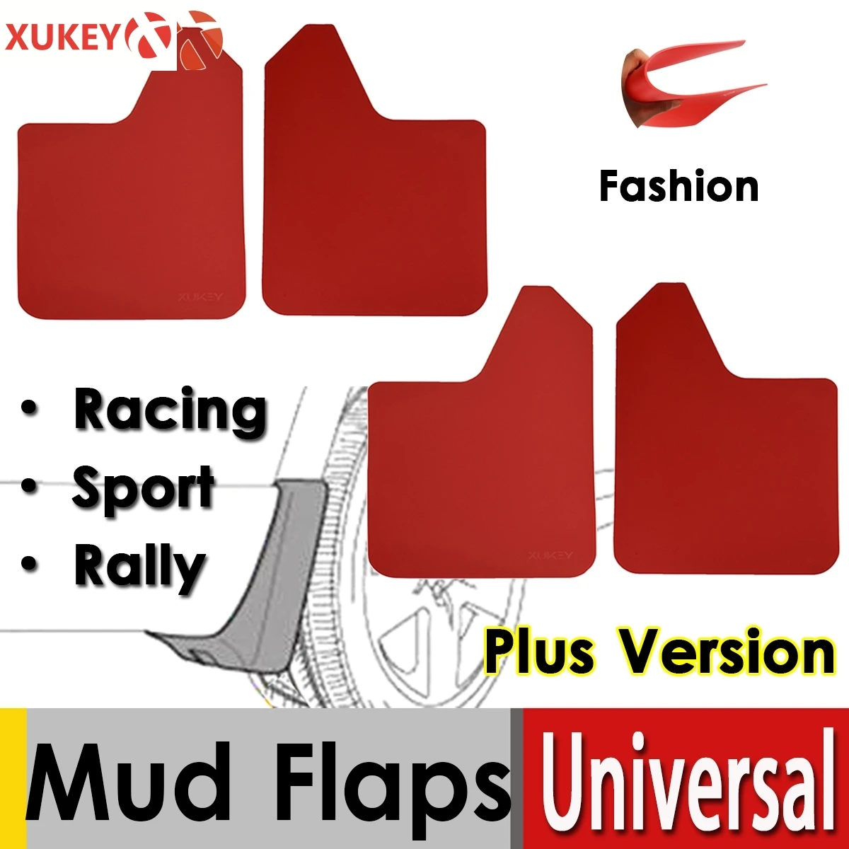 XUKEY 4Pcs Mud Flaps Mudguards Universal Rally Splash Guards Mudflaps Flares Set 