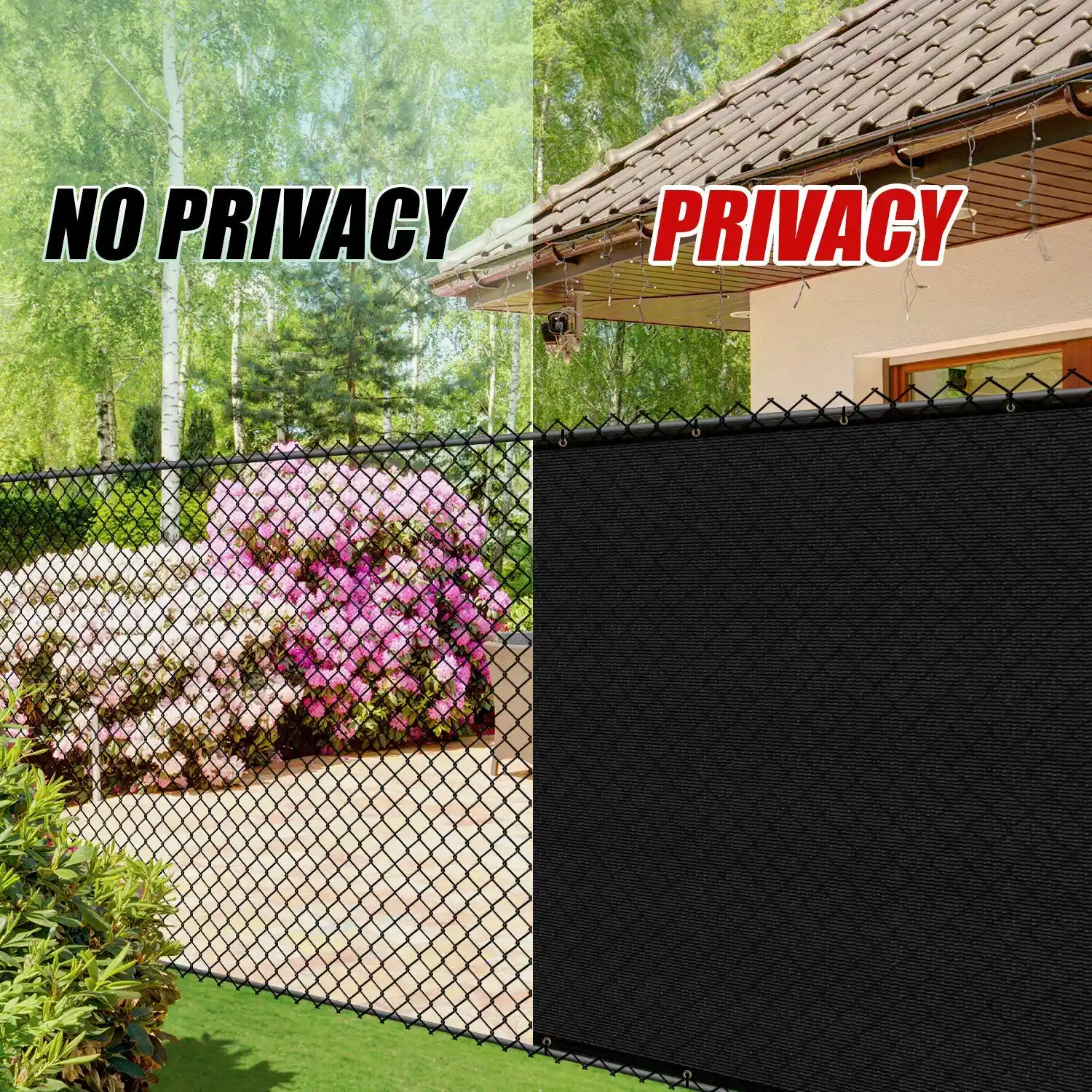 Amazon Com Ifenceview 3 Width 5 50 Length Black Fence Privacy Screen Fabric Mesh For Construction Site Yard Garden Railing Deck Canopy Awning Fence 160 Gsm Uv Protection 3 X50 Garden