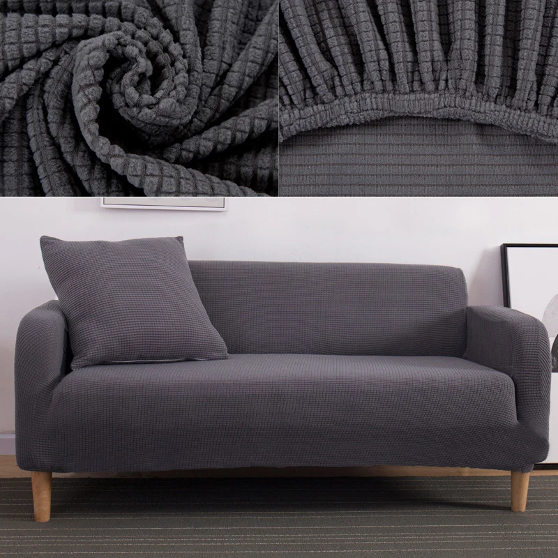 Thick Sofa Protector Jacquard Solid Printed Covers for Living Room Couch Cover Corner Slipcover L Shape Dark Gray | Дом и сад