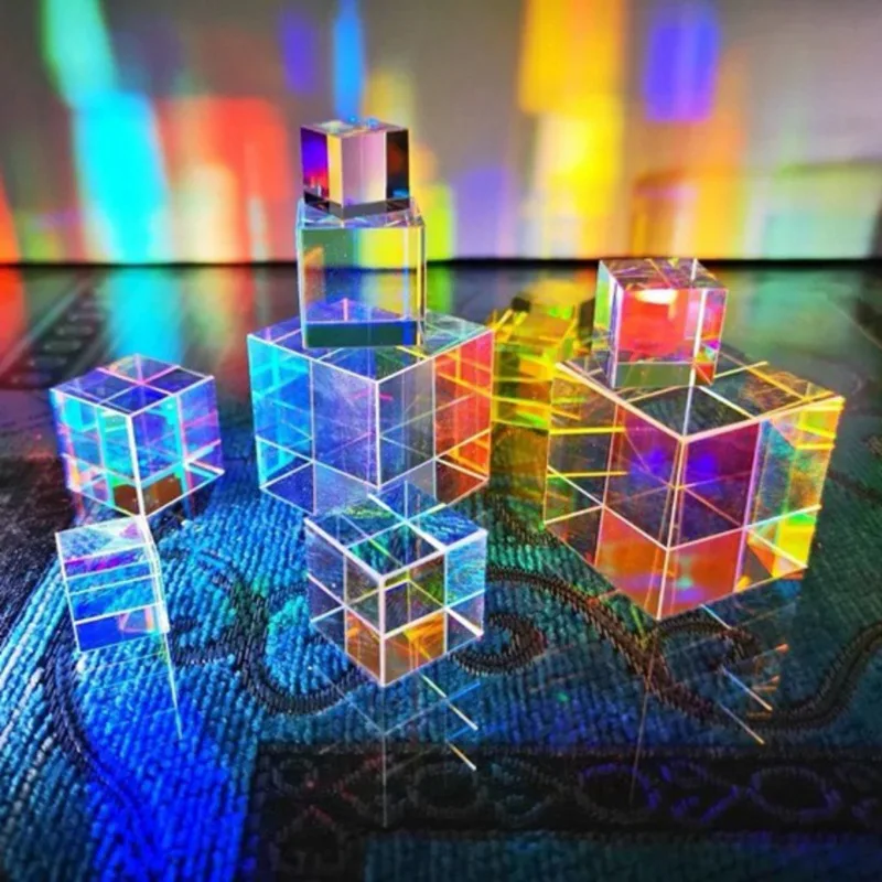 Optical Glass Prism RGB Dispersion Prism Six-Sided Bright Light Combine Cube Prism For Physics Teac - 4000235238050