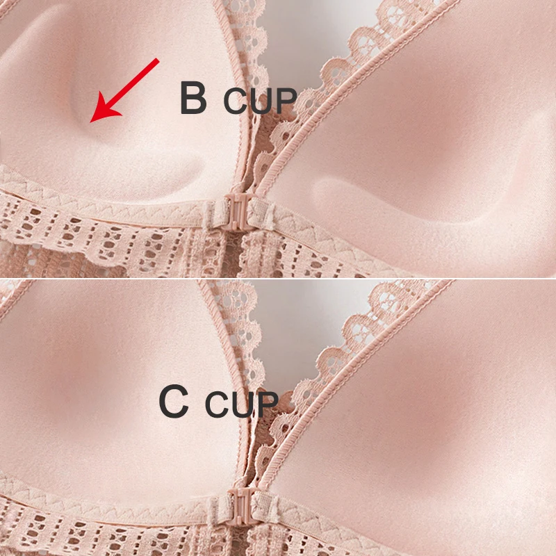 Smooth Hot Pink Push-Up Rouched-front Bra with Lace Trim - Size