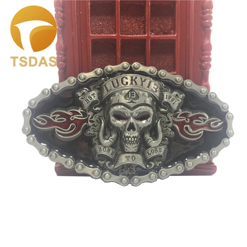 6 Модные 3D LUCKY 13 череп металлические пряжки для 4 см ремень роскошные мужские пряжки ремня джинсы аксессуары подарок - Цвет: 6
