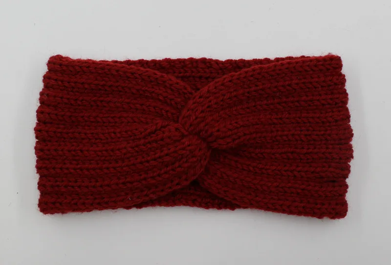 Зимняя теплая вязаная повязка на голову с ушками, тюрбан для женщин, вязанные крючком стразы, повязка на голову, аксессуары для волос - Цвет: WK19