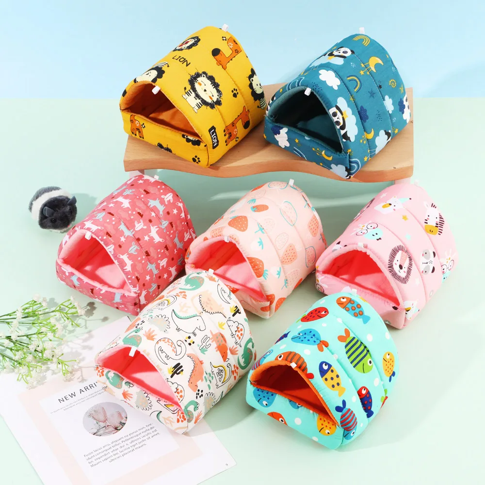 Cute Cartoon Winter Rabbit Squirrel Mini Cage Guinea Pig Nest Small Animal Mice Rat Pet Sleeping Bed Hamster House Warm Soft Mat - Image 2