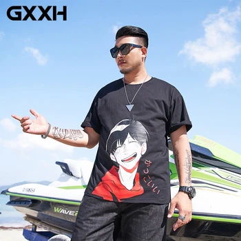 

Funny Japanese Cartoon Anime Print Men Shirt Cotton shirt Summer Male Causal Loose Fit Tees