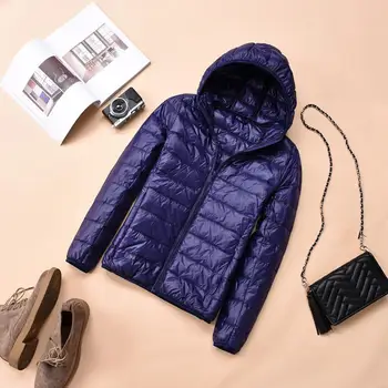 

2020 Ultra Light Down Jacket Women Plus Size Puffer Coat Winter Women's Duck Down Jacket Hooded 6xl Veste Femme KJ2491