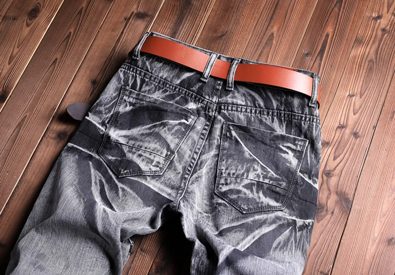 Новое поступление, узкие байкерские облегающие джинсы Homme Slim Fit, прямые потертые модные джинсы на молнии, мотоциклетные джинсовые брюки, большие размеры
