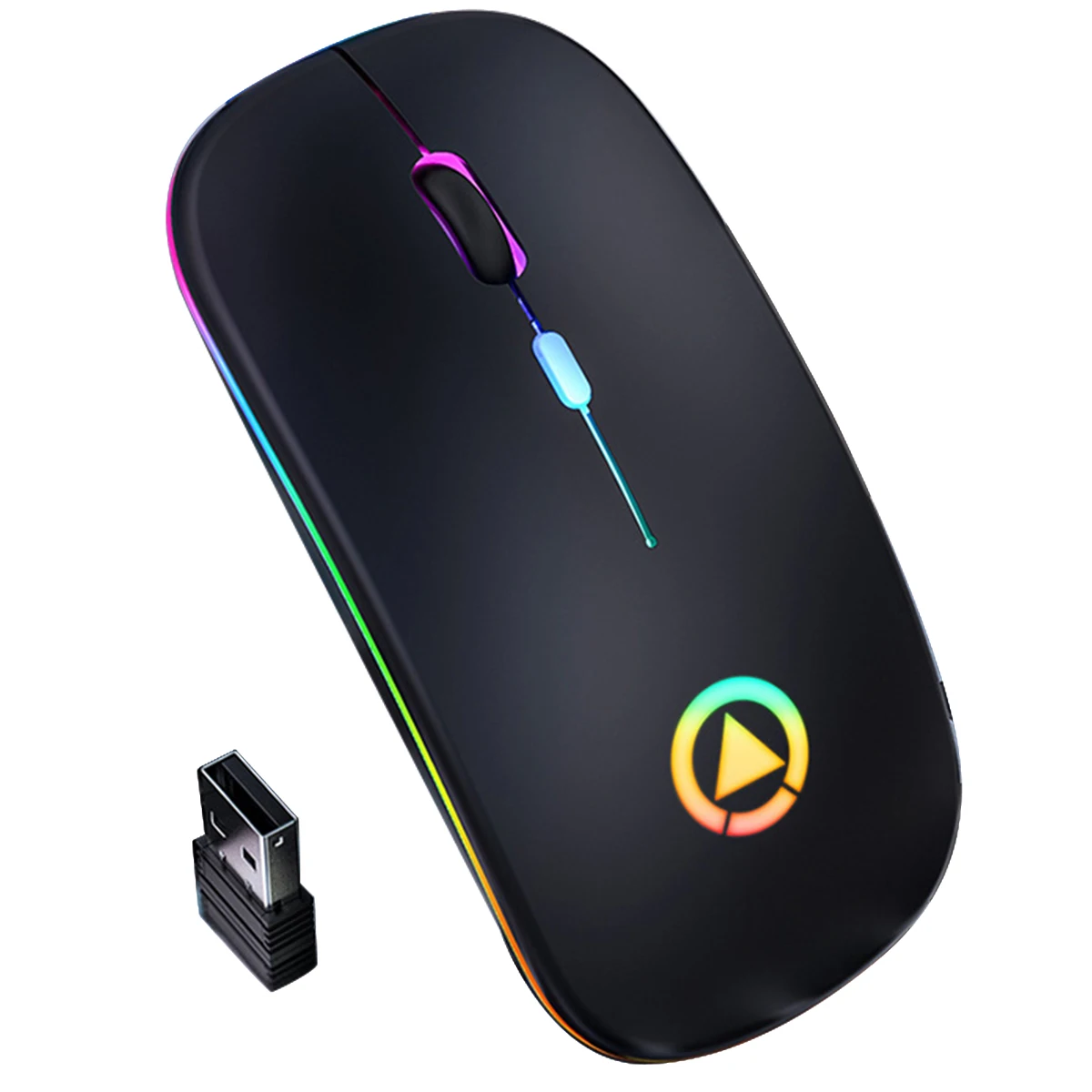 

Dropshipping 2.4GHz Wireless Optical Mouse Wireless Mouses USB Receiver With RGB Backlit USB Rechargeable For Laptop PC Computer